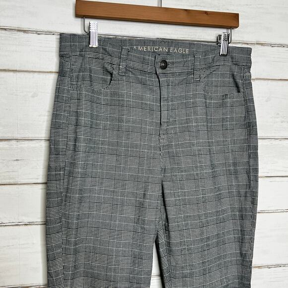 American Eagle Hi-Rise Plaid Jegging Pants Grey Size 10 Tall - Picture 3 of 11